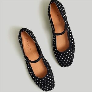 Madewell Greta Ballet Flat in Crystal-Embellished Suede